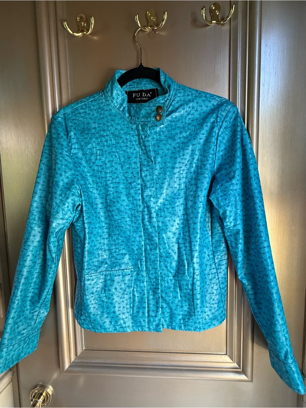 Teal Women's Faux-Leather Moto Jacket